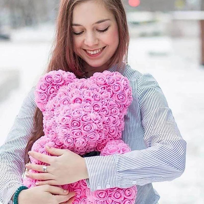 Teddybjörn och blommor