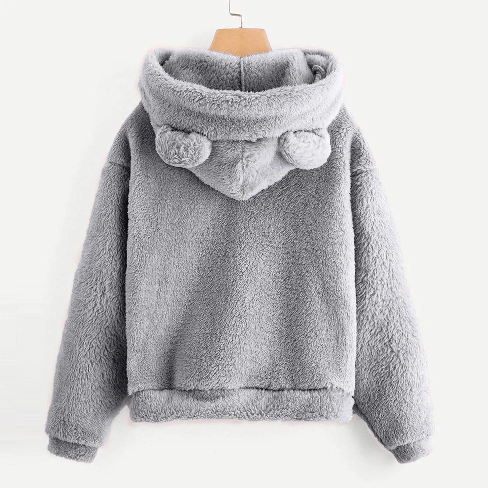 Hoodie i teddyfleece